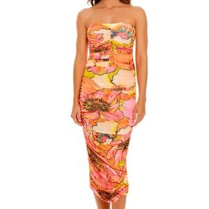 Agua Bendita Nana Mesh Strapless Dress in Praia Large $300